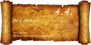 Ari Antal névjegykártya